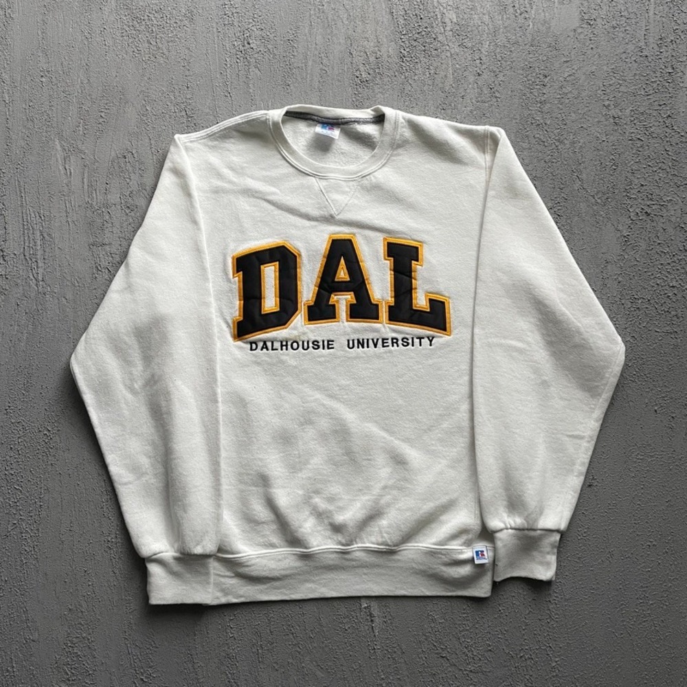 Vintage Dalhousie University Sweatshirt Mens Medium White 2000s Russell Athletic